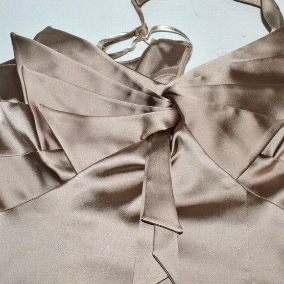 KAREN MILLEN ENGLAND SZ 8 M MEDIUM ONE SHOULDER SATIN SHEATH PLEATED DRESS - Picture 11 of 11